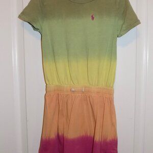 POLO RALPH LAUREN Girls Tie-dye Tshirt Dress sz 6X Preppy Knit